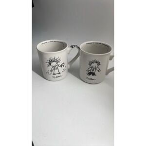 Enesco Children of the Inner‎ Light Marci Mother Father Mug Set 2pc Black White